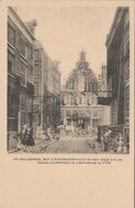 AMSTERDAM - De Heiligeweg met Kistenmakerspand op den hoek van de Olieslagerssteeg te Amsterdam in 1774