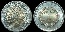 TURKEY KM.1283 - 1 lira 2012 red deer UNC