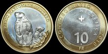 SWITZERLAND KM.134 - 10 Francs 2010 Swiss National Park. Alpine marmot UNC