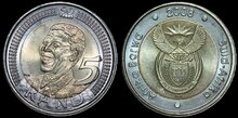 SOUTH AFRICA KM.439 - 5 rand 2008 Nelson Mandela UNC