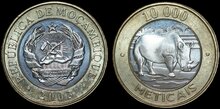 MOZAMBIQUE KM.131 - 10.000 meticais 2003 UNC