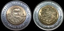 MEXICO KM.915 - 5 Pesos 2010 Eulalio Gutierrez UNC