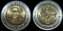MEXICO KM.918 - 5 Pesos 2010 Belisario Dominguez UNC