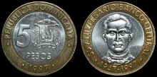 DOMINICAN REPUBLIC KM.88 - 5 Pesos 1997 UNC