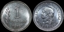 ARGENTINA KM.64 - 1 Centavo 1975 UNC
