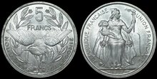 NEW CALEDONIA KM.16 - 5 Francs 1952 UNC