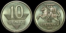 LITHUANIA KM.106 - 10 Centu 1997 UNC