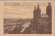 AMSTERDAM - Panorama Pr. Hendrikkade met St. Nicolaaskerk