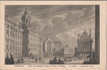 AMSTERDAM - Dam met Stadhuis, Nieuwe Kerk en Waag - S. Fokke - omstreeks 1770
