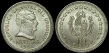 URUGUAY KM.48 - 10 Pesos 1965 UNC/AU
