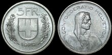 SWITZERLAND KM.40a - 5 Francs 1979 AU