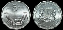 SOMALIA KM.24 - 5 Senti 1976 UNC