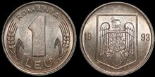 ROMANIA KM.115 - 1 Leu 1993 UNC