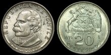 CHILE KM.195 - 20 Centesimos 1971 UNC