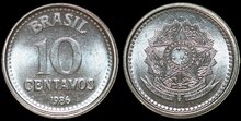 BRASIL KM.602 - 10 Centavos 1986 UNC