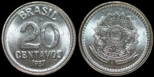 BRASIL KM.603 - 20 Centavos 1987 UNC