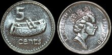 FIJI KM.51a - 5 Cents 1990 UNC