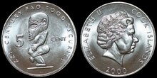 COOK ISLANDS KM.369 - 5 Cent 2000 UNC
