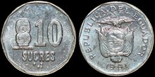 ECUADOR KM.92 - 10 Sucres 1991 UNC
