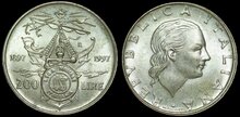 ITALY KM.186 - 200 Lire 1997 100th anniversary Italian Naval League UNC