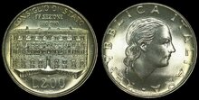 ITALY KM.135 - 200 Lire 1990 100th Anniversary of the Council of State UNC