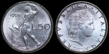 ITALY KM.95.2 - 50 Lire 1990 UNC