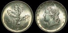 ITALY KM.97.2 - 20 Lire 1991 UNC
