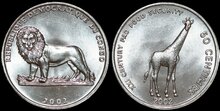 CONGO DEM. REP. KM.78 - 50 Centimes 2002 Giraffe F.A.O. UNC