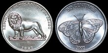 CONGO DEM. REP. KM.80 - 50 Centimes 2002 Butterfly UNC