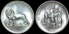 CONGO DEM. REP. KM.79 - 50 Centimes 2002 Gorilla UNC