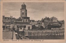 DEVENTER - Gezicht op Libuinuskerk van Schipbrug af