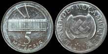 MOZAMBIQUE KM.139 - 5 Meticais 2006 UNC