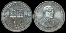 MAURITIUS KM.55 - 1 Rupee 2008 UNC
