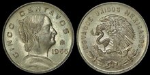 MEXICO KM.426 - 5 Centavos 1966 UNC