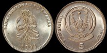 RWANDA KM.23 - 5 Francs 2003 UNC