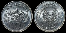 SINGAPORE KM.100 - 10 Cents 2009 UNC