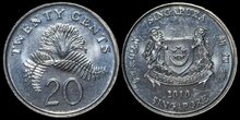 SINGAPORE KM.101 - 20 Cents 2010 UNC