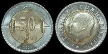 TURKEY KM.1243 - 50 Kurus 2009 UNC