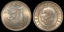 TURKEY KM.1239 - 1 Kurus 2009 UNC