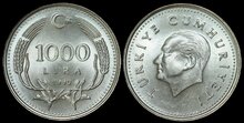 TURKEY KM.997 - 1000 lira 1990 UNC