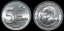 TURKEY KM.1165 - 5 Kurus 2005 UNC