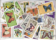 Butterflies and Moths Stamps Collection - 100 Different Stamps