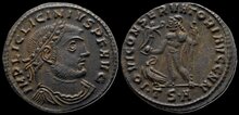 Licinius I. AD 308-324. Æ Follis 24mm, 3.93g. Thessalonica