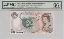 Isle of Man 10 Pounds ND1998 Pick 44a PMG Gem UNC 66 EPQ Obverse
