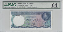 Ghana 1 Cedi ND 1965 Pick 5a PMG Choice UNC 64 Obverse