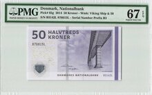 Denmark 50 Kroner 2014 Pick 65g PMG Superb Gem UNC 67 EPQ Obverse