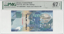 Kenya 200 Shillings 2019 Pick 54a PMG Superb Gem UNC 67 EPQ Obverse