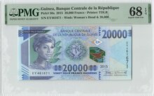 Guinea 20000 Francs 2015 Pick 50a PMG Superb Gem UNC 68 EPQ TOP POP Obverse