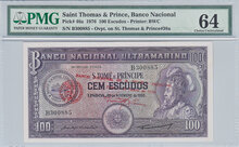 Saint Thomas &amp; Prince 100 Escudos 1976 Pick 46a PMG Choice UNC 64 Obverse
