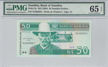 Namibia 50 Dollars ND1993 Pick 2a PMG Gem UNC 65 EPQ Obverse